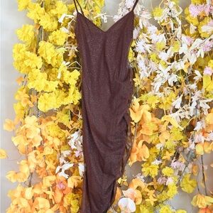 Windsor Shimmering Brown Asymmetrical Dress